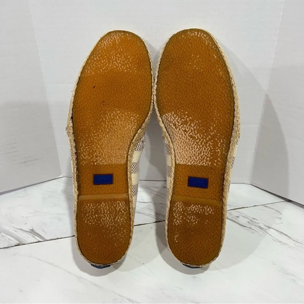 Keds Size 8  Espadrille Slip On Canvas Flats Slides Loafers Striped Tan Cream